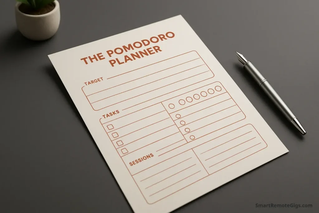 free pomodoro planning worksheet