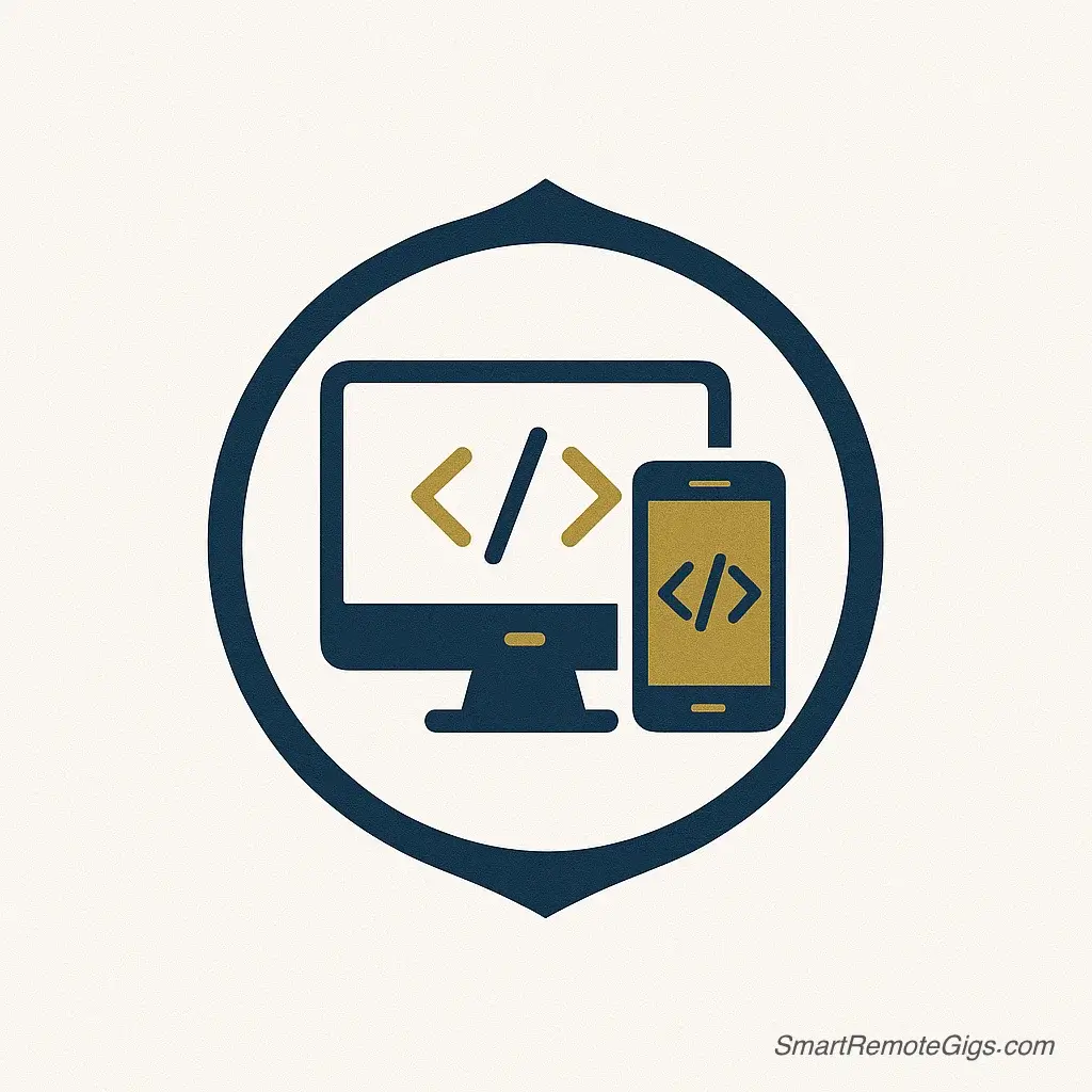 A custom logo representing the freeCodeCamp Responsive Web Design certification for remote jobs.
