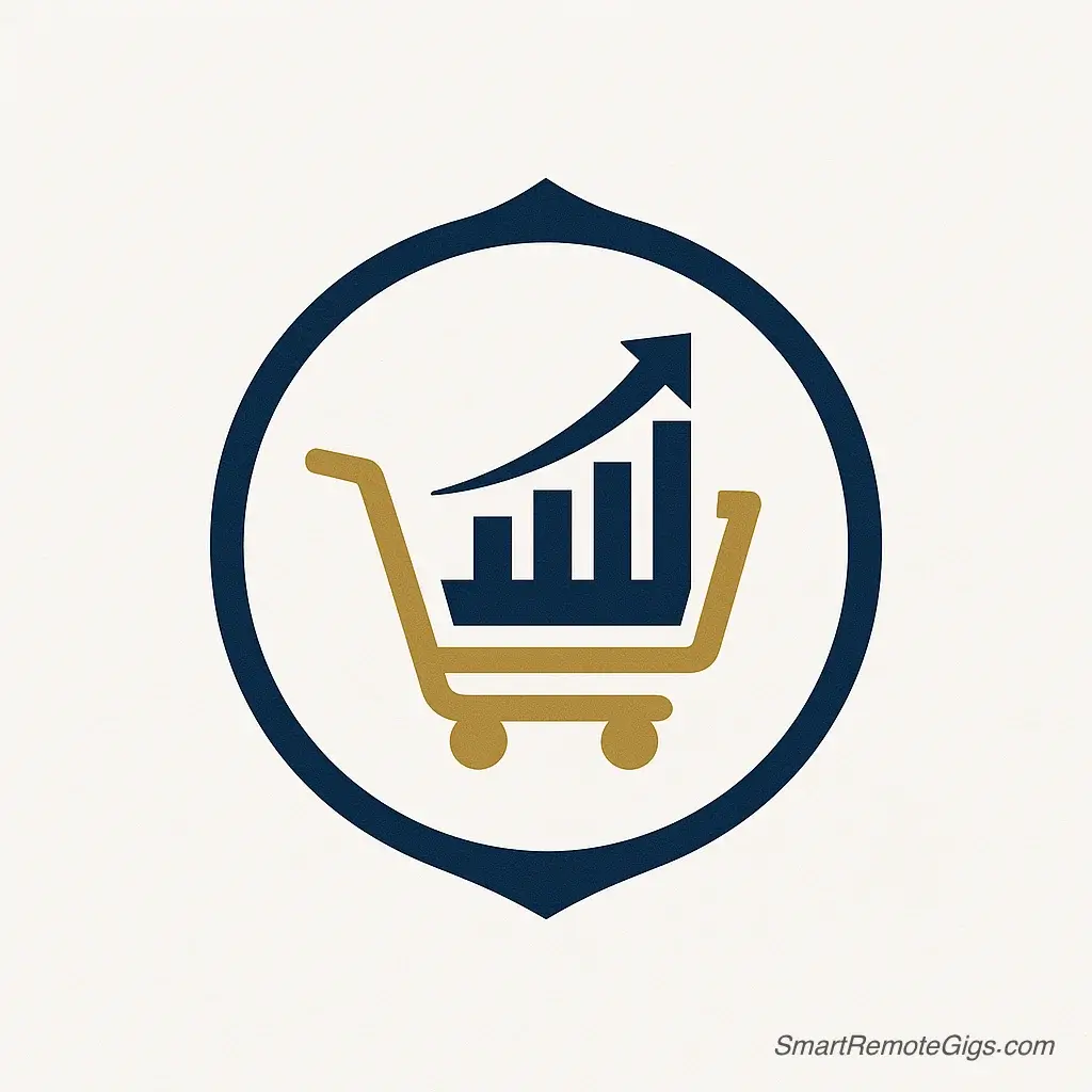 A custom logo representing the Google Digital Marketing & E-commerce Certificate for remote jobs.