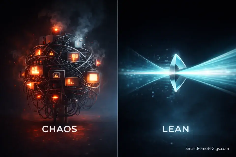 A visual comparison between a chaotic, expensive software stack and a streamlined, efficient AI stack.