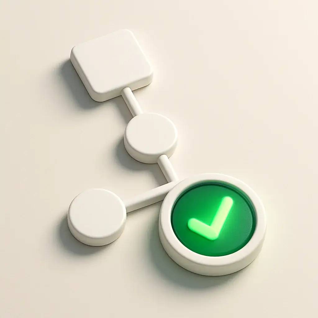 A 3D icon for the project management tool Asana, showing task dependencies in a flowchart.