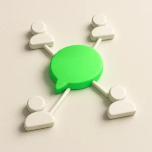 A 3D icon for the project management tool Basecamp, showing a central hub for communication.