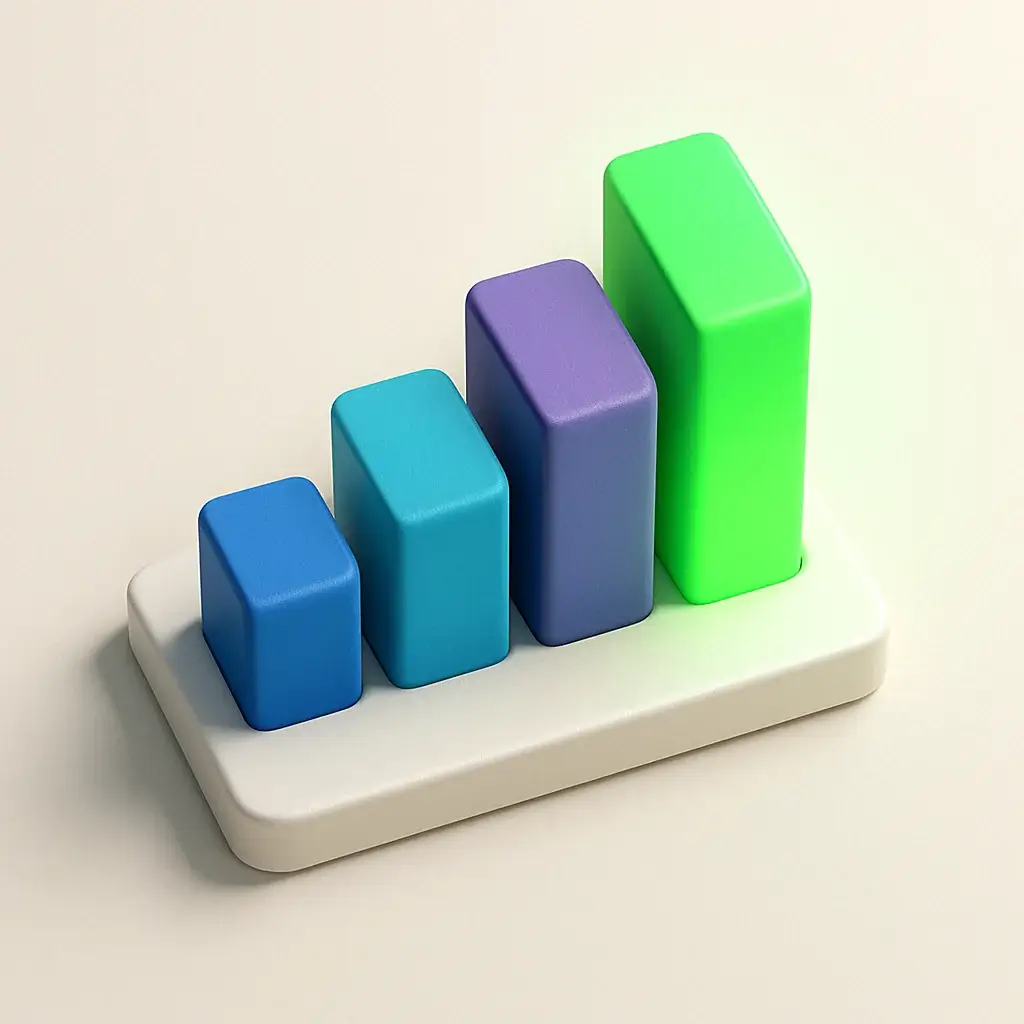 A 3D icon for the project management tool Monday.com, showing a colorful, visual workflow.