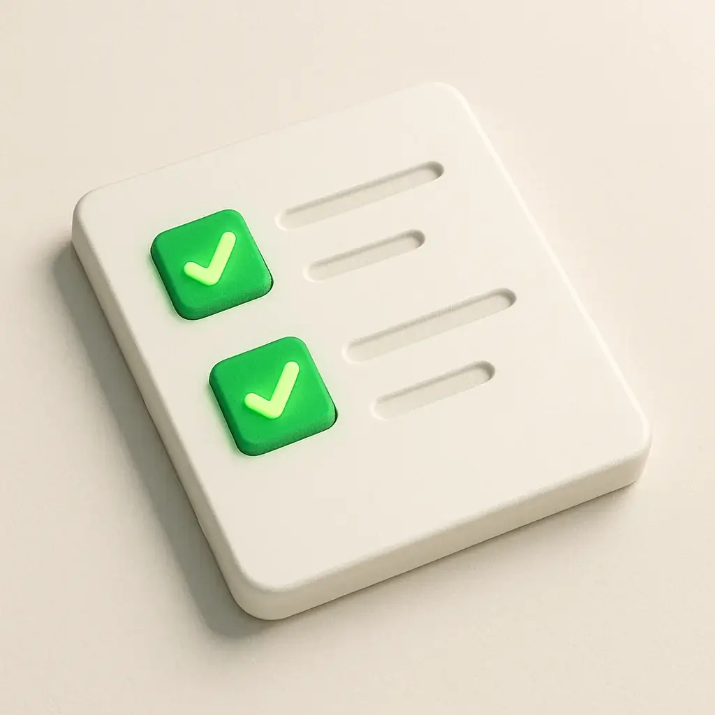 A 3D icon for the task management tool Todoist, showing a clean and simple checklist.
