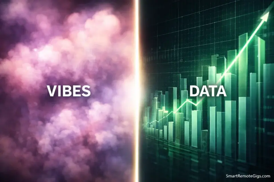 A visual metaphor comparing subjective feelings of productivity versus objective data tracking.