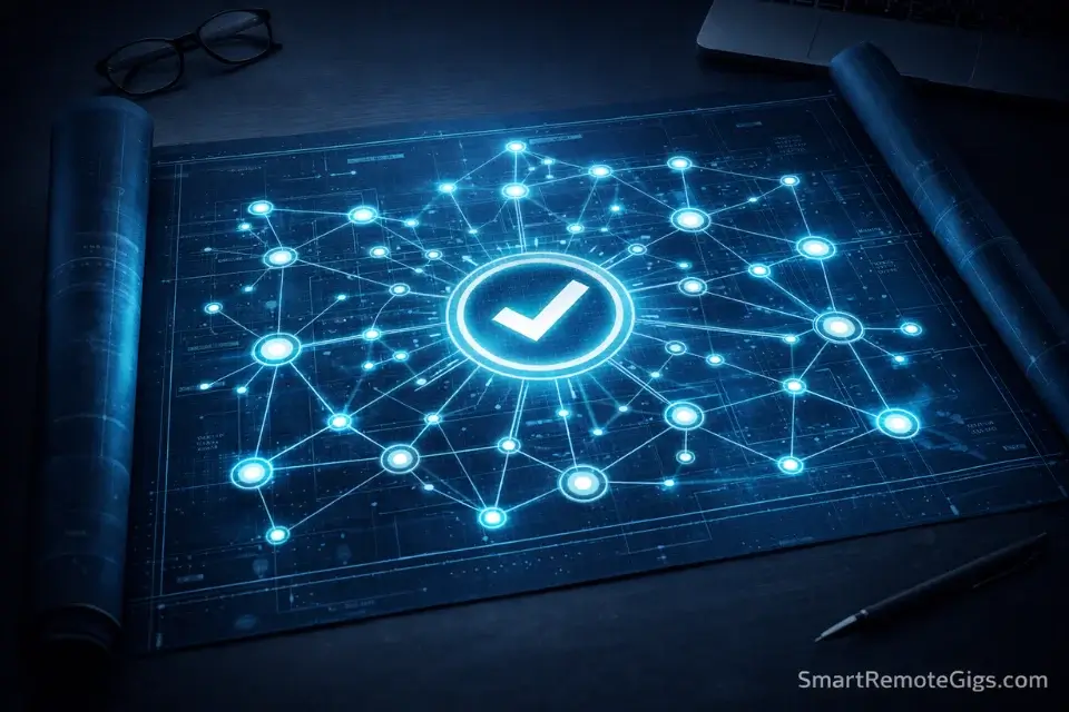 A digital blueprint representing a successful, planned AI tool rollout strategy.
