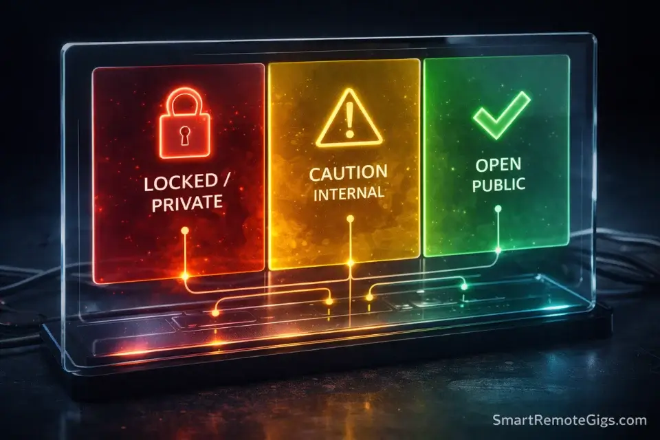A visualization of the Red-Yellow-Green traffic light policy for AI data security.