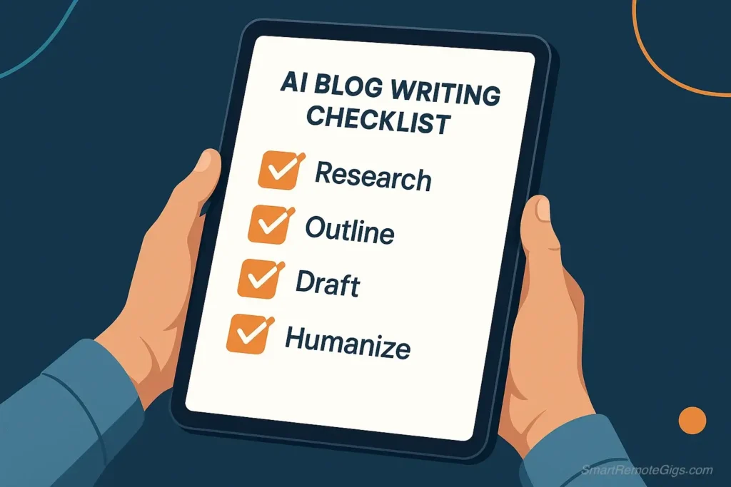 A digital blueprint showing the structured hierarchy of an AI-generated SEO blog post outline with H2 and H3 headings.
