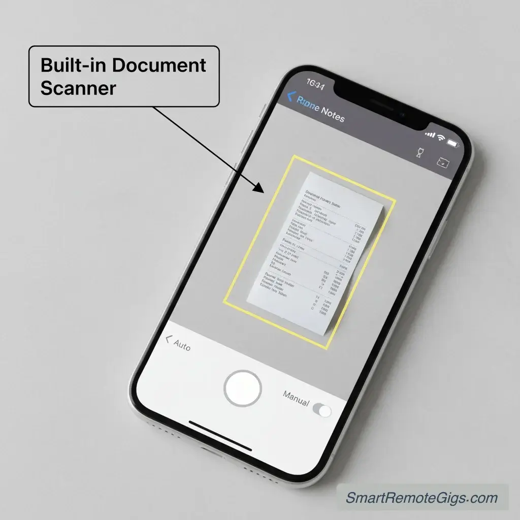 Screenshot of the document scanner feature in Apple Notes.