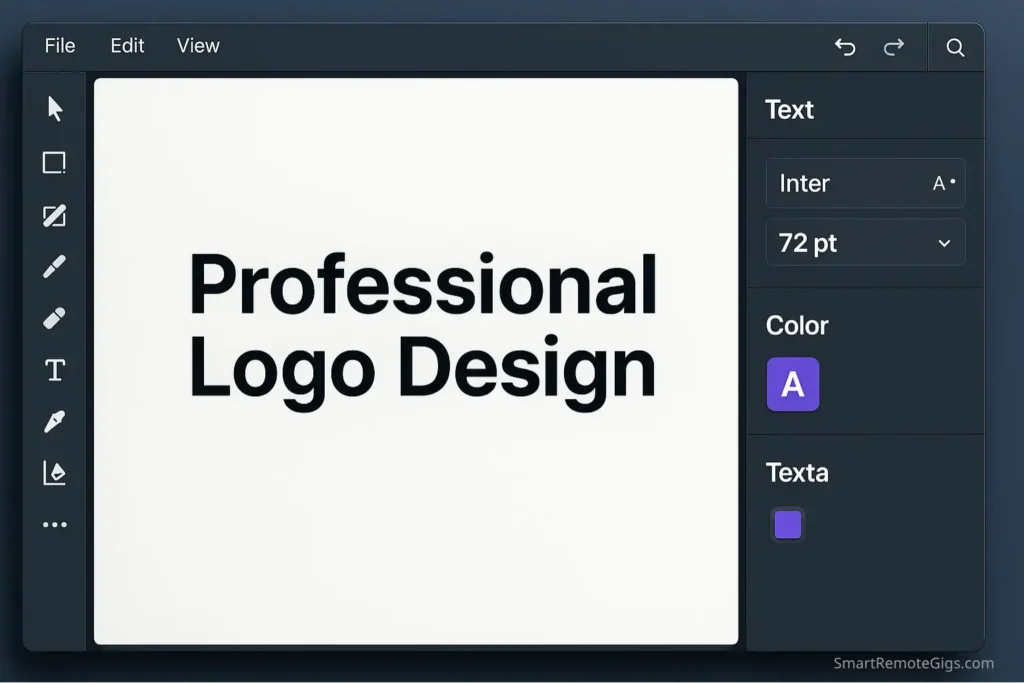 Screenshot tutorial showing how to add and format a bold, legible headline for a Fiverr gig image using Canva's text tools.