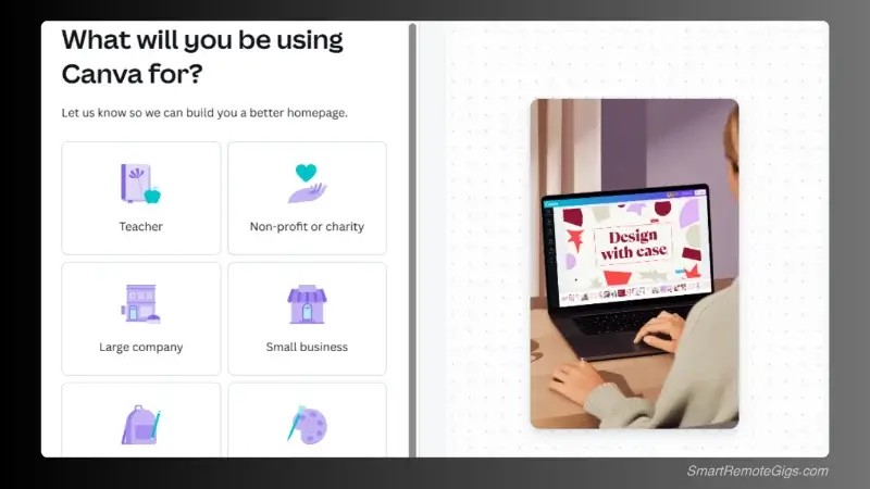 A screenshot of the Canva editor, showing a social media graphic template being customized with a brand's logo and colors.