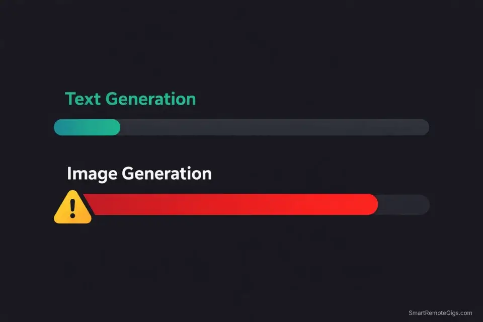 Infographic warning showing how Chatsonic image generation drains Writesonic monthly word credits significantly faster than text generation.