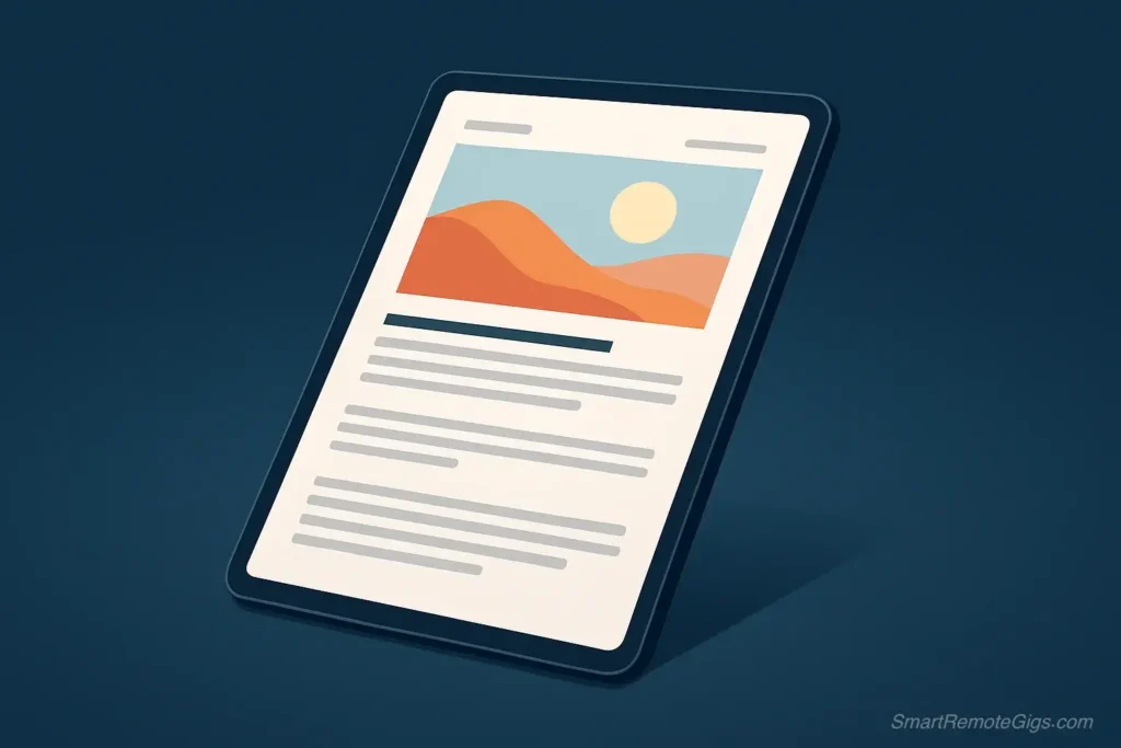 A mockup of a finished, high-quality blog post written with AI, displayed on a modern tablet screen.
