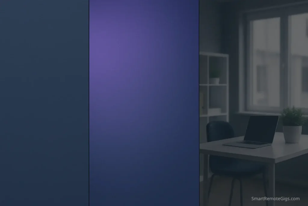 Visual examples of three professional background options for a Fiverr gig image: a solid color, a subtle gradient, and a photo with an overlay.