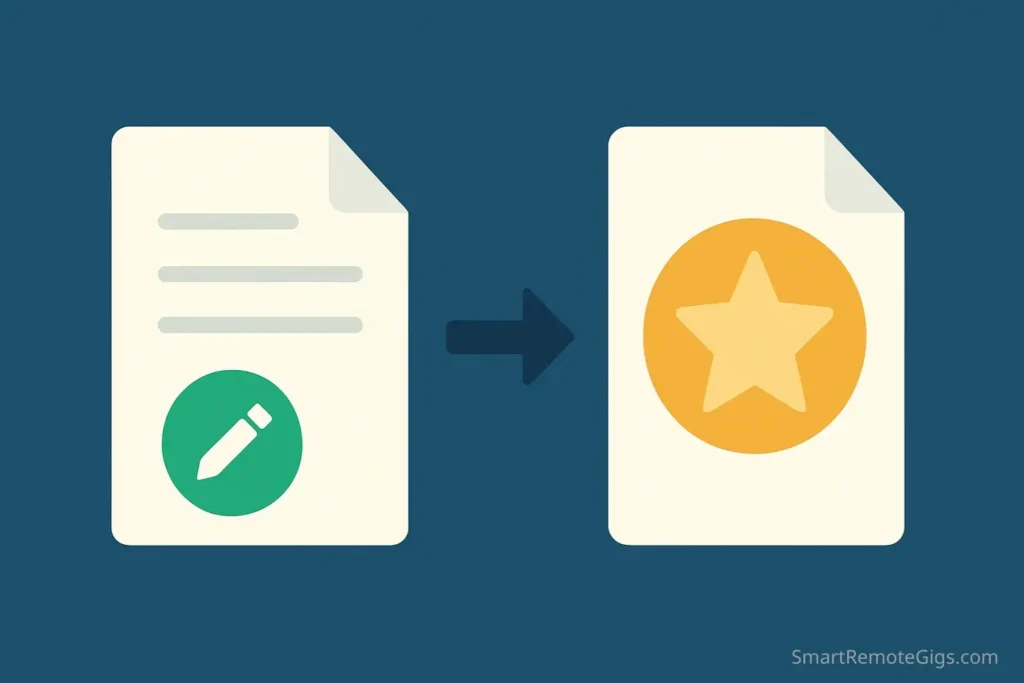 An infographic showing how a revision request, when handled professionally, turns into a 5-star review, framing revisions as an opportunity.