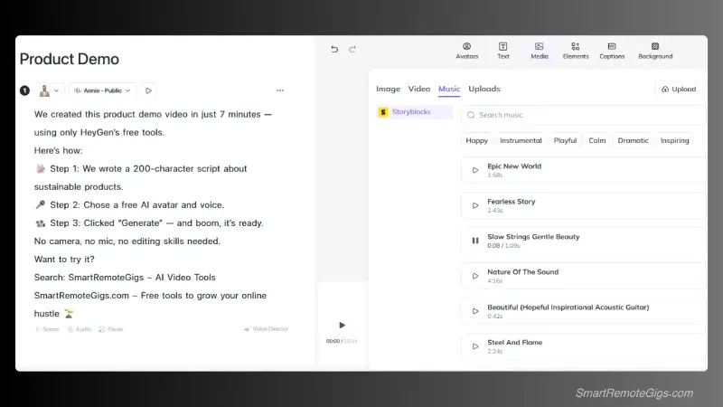 A screenshot of the HeyGen user interface for the AI voice cloning feature, showing the simple process for uploading an audio file to create a custom voice.