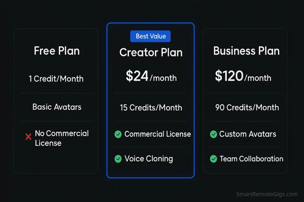 heygen pricing plans comparison graphic
