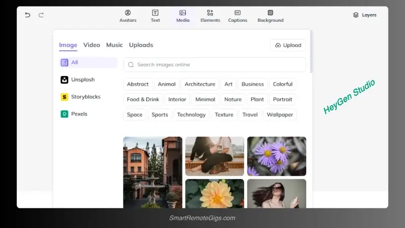 A screenshot of the HeyGen Studio user interface, highlighting its intuitive, consumer-friendly design for creating AI avatar videos.