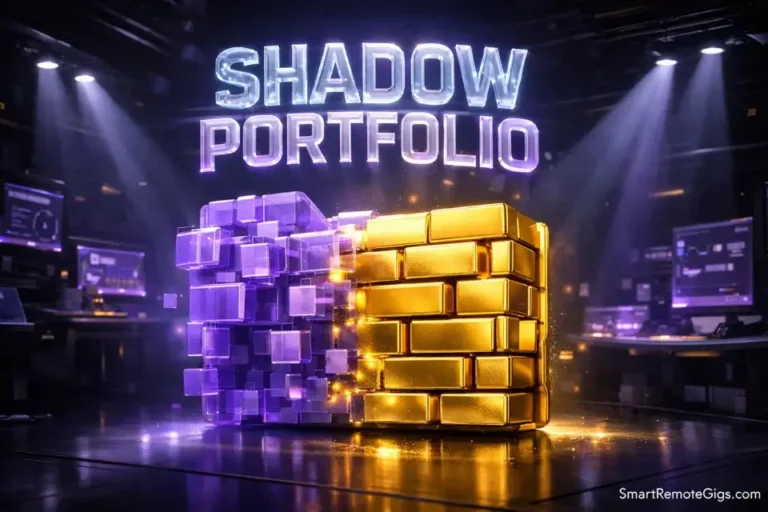 A visual metaphor of a "Shadow Portfolio" transforming into solid gold value.