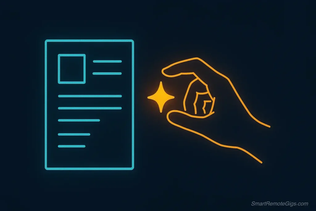 A visual metaphor for humanizing AI content, showing a hand adding a personal, glowing touch to a structured digital document.