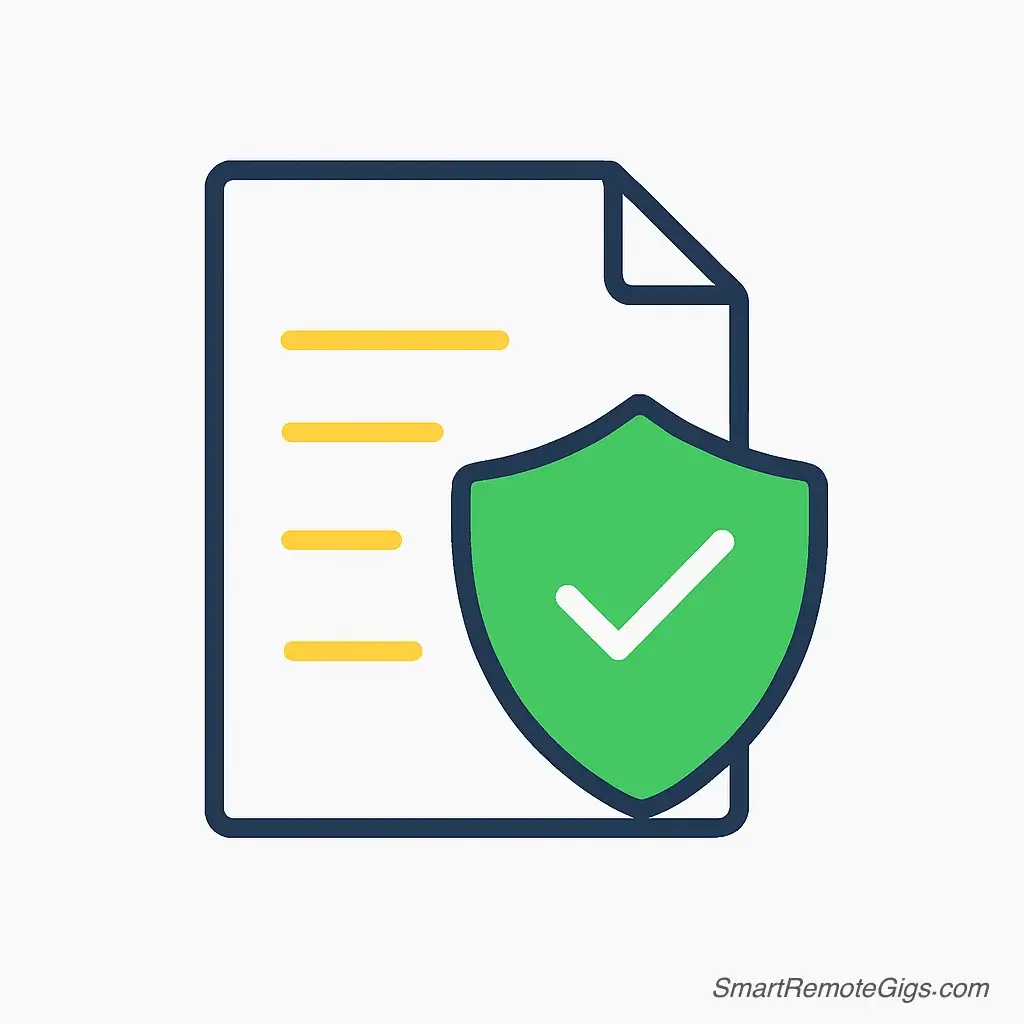 An illustration of a document with a green shield icon overlaid, representing the safety and originality provided by Rytr's plagiarism checker.