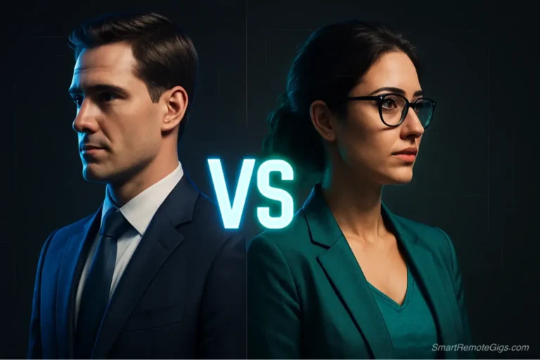 A hero image for a showdown article comparing Synthesia vs HeyGen, showing a professional AI avatar from each platform back-to-back with a "VS" logo between them.