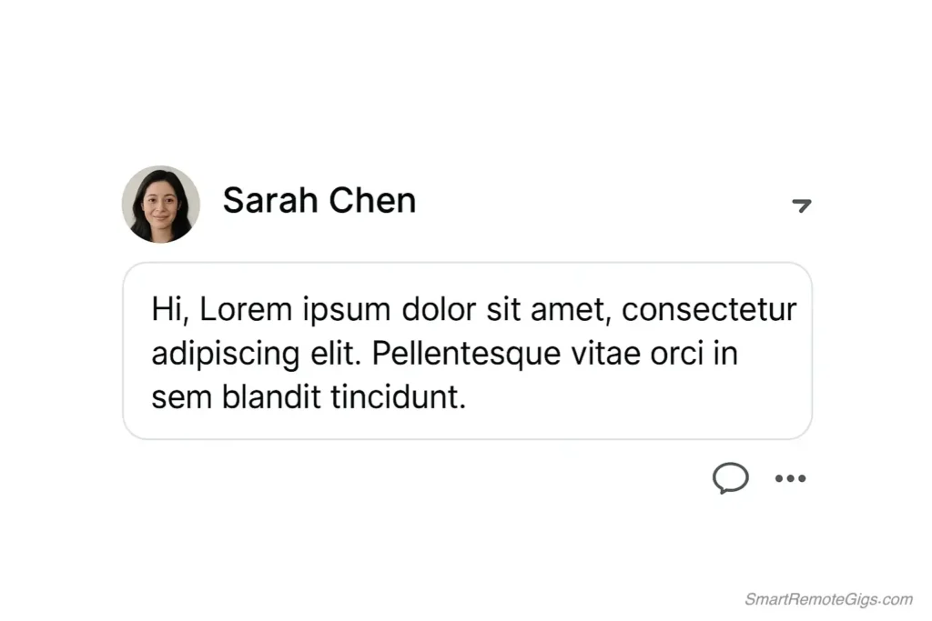 An image showing an example of a successful client pitch message sent by a virtual assistant to a potential client on a social media platform.