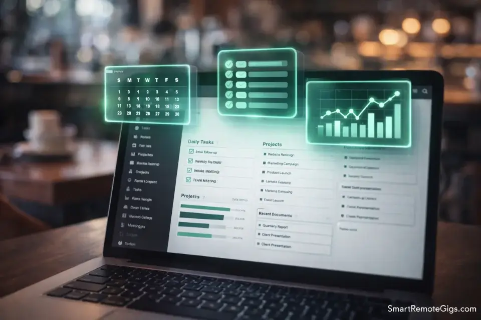 A laptop displaying a sophisticated organization system, representing a Virtual Assistant's portfolio.