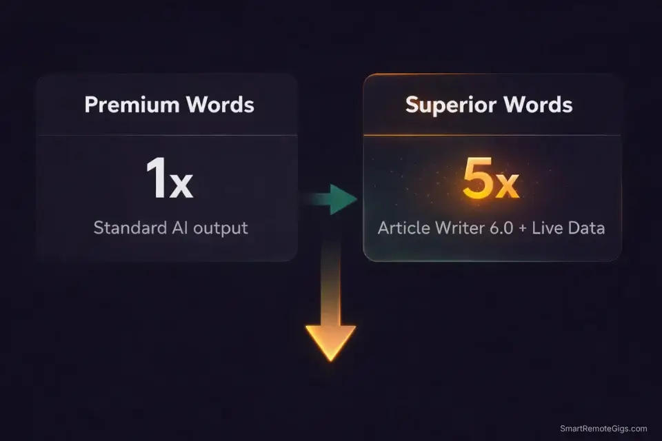 Infographic explaining Writesonic's confusing pricing trap between Premium Words and Superior Words.