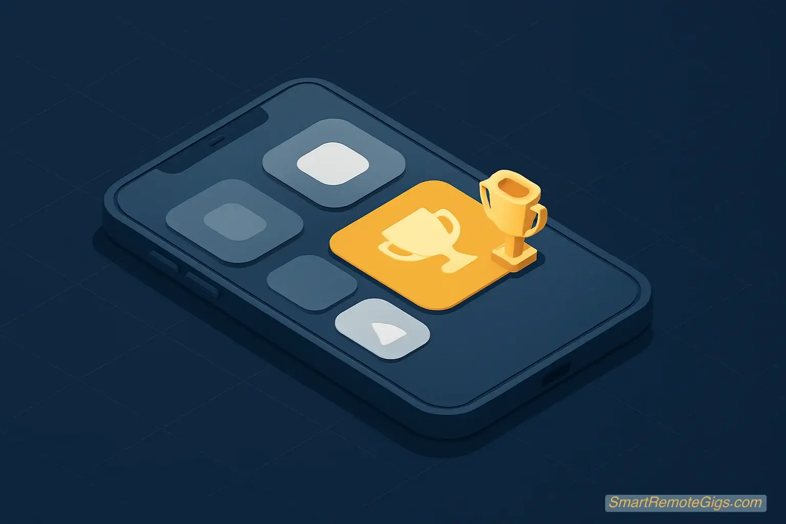 An illustration comparing several best GTD apps on a smartphone screen, with one app highlighted as the top choice, showing a trophy icon.