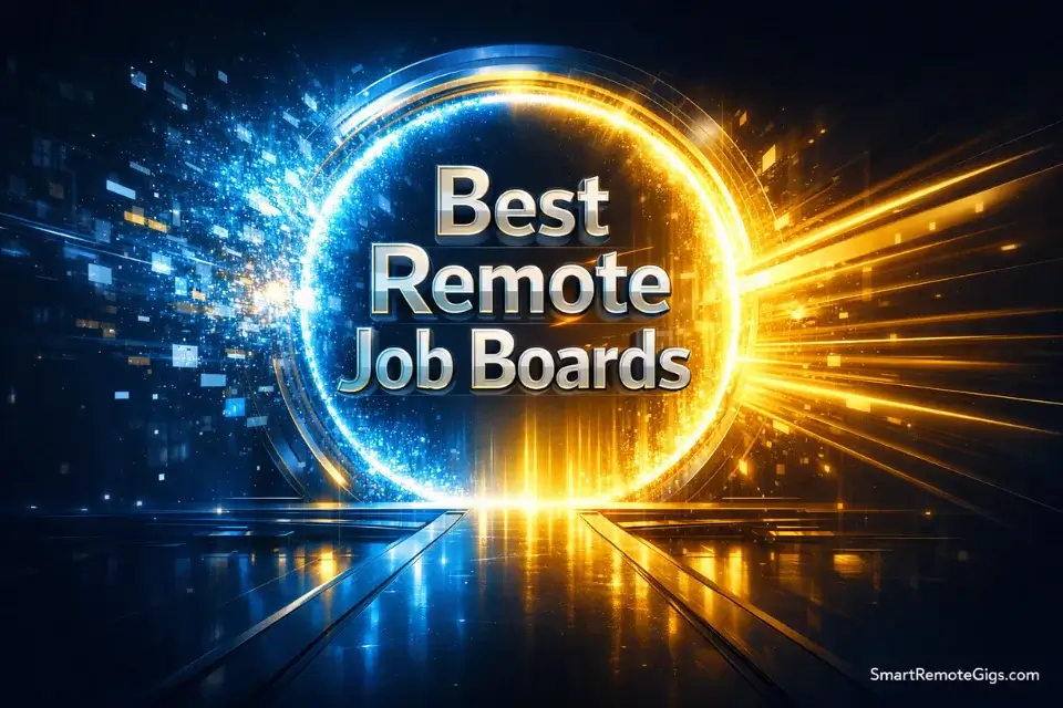 A futuristic visualization of the best remote job boards filtering data in 2026.