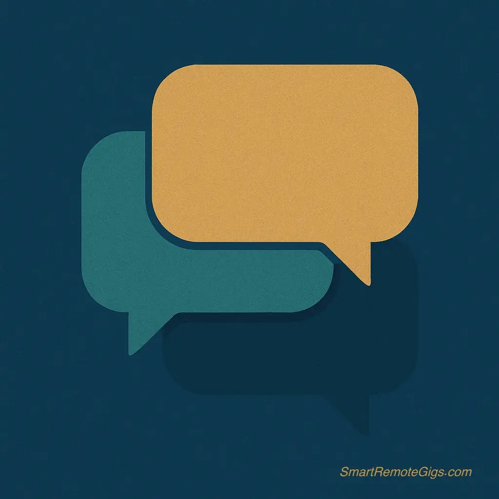 icon representing an online chat support agent, with a stack of clean, overlapping speech bubbles.