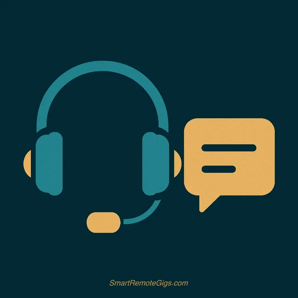 icon of a professional headset next to a clean speech bubble, symbolizing a customer service representative.