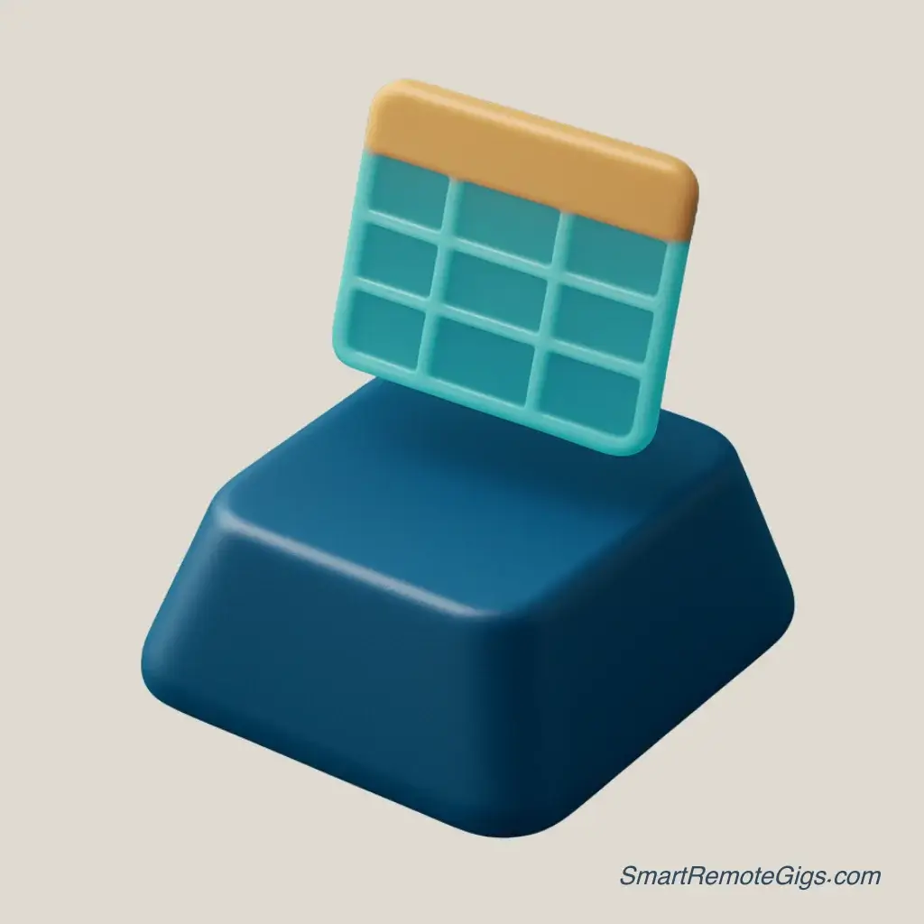 3D icon of a minimalist keyboard and a spreadsheet grid, representing data entry.