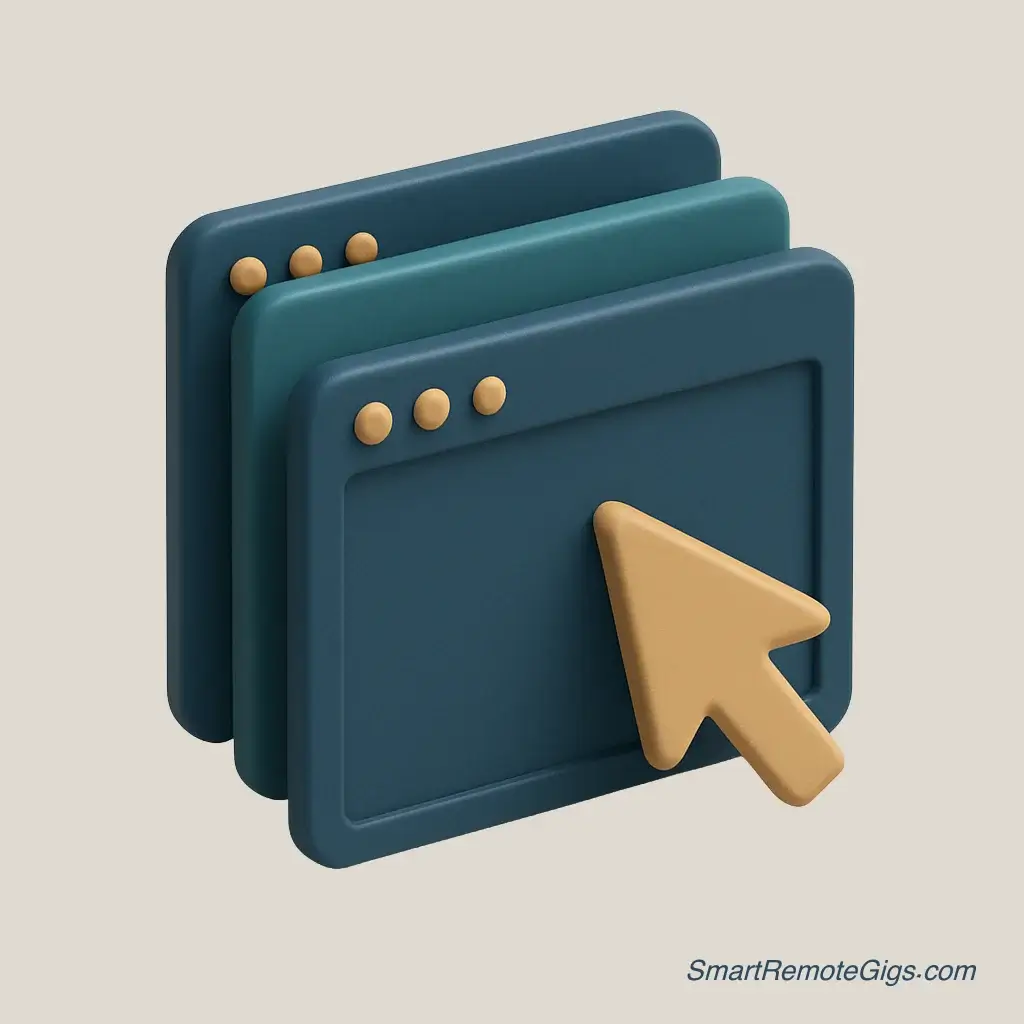 3D icon of layered squares and a computer mouse cursor, representing digital product design.