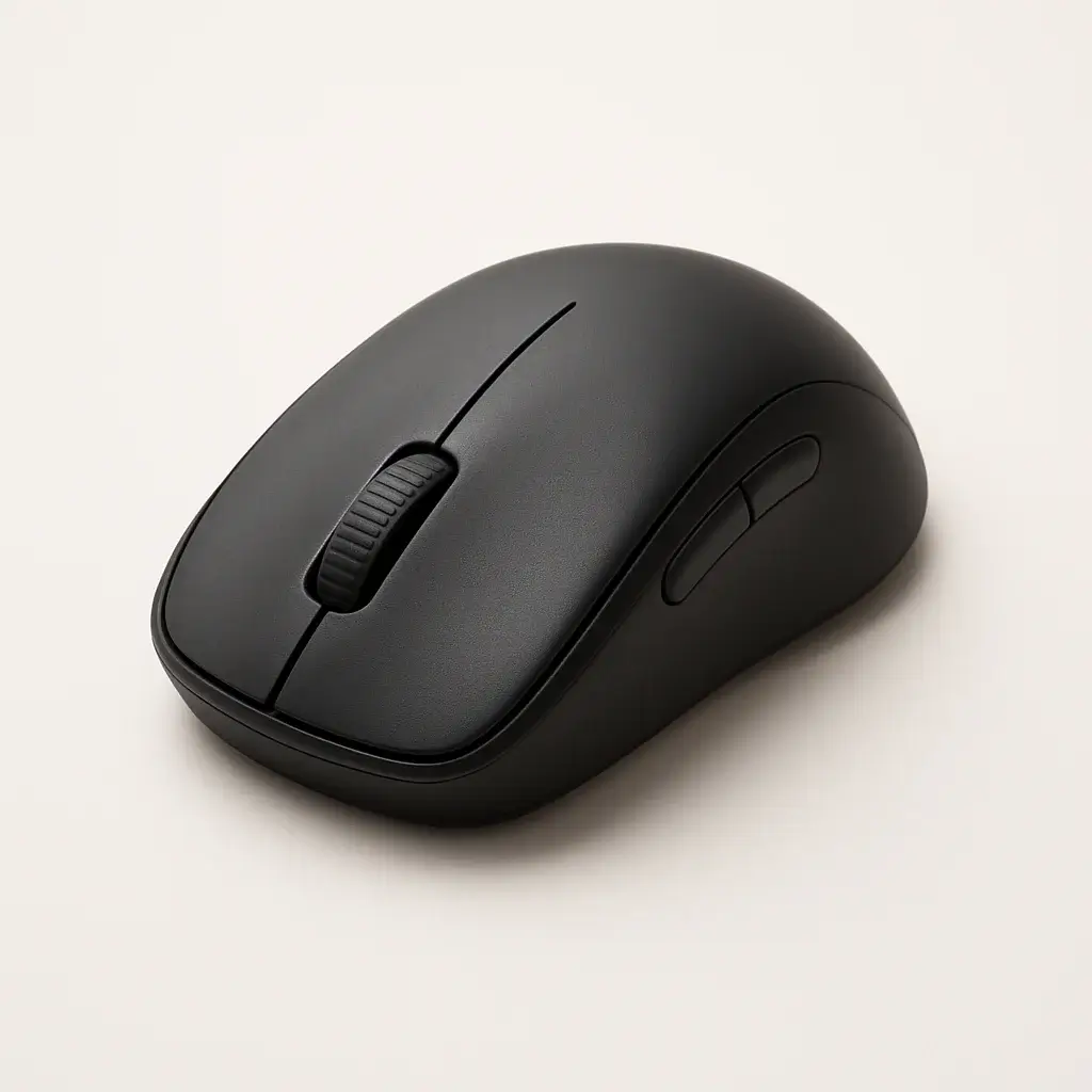 A sleek, ergonomic wireless mouse, an essential item for a comfortable and productive home office setup.
