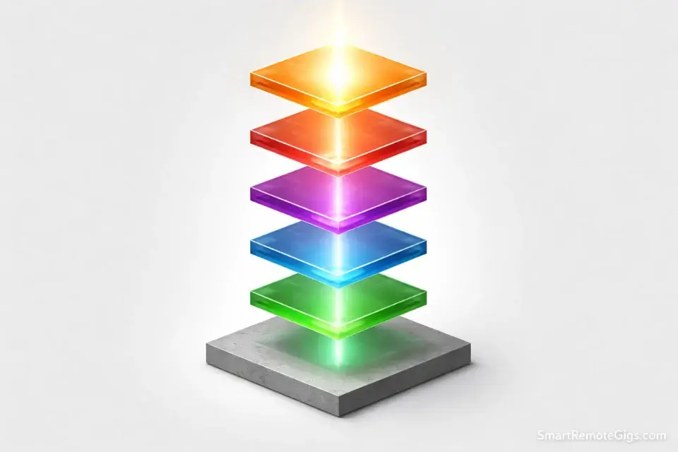 A floating tower of 6 distinct layers representing the hierarchy of GTD horizons.