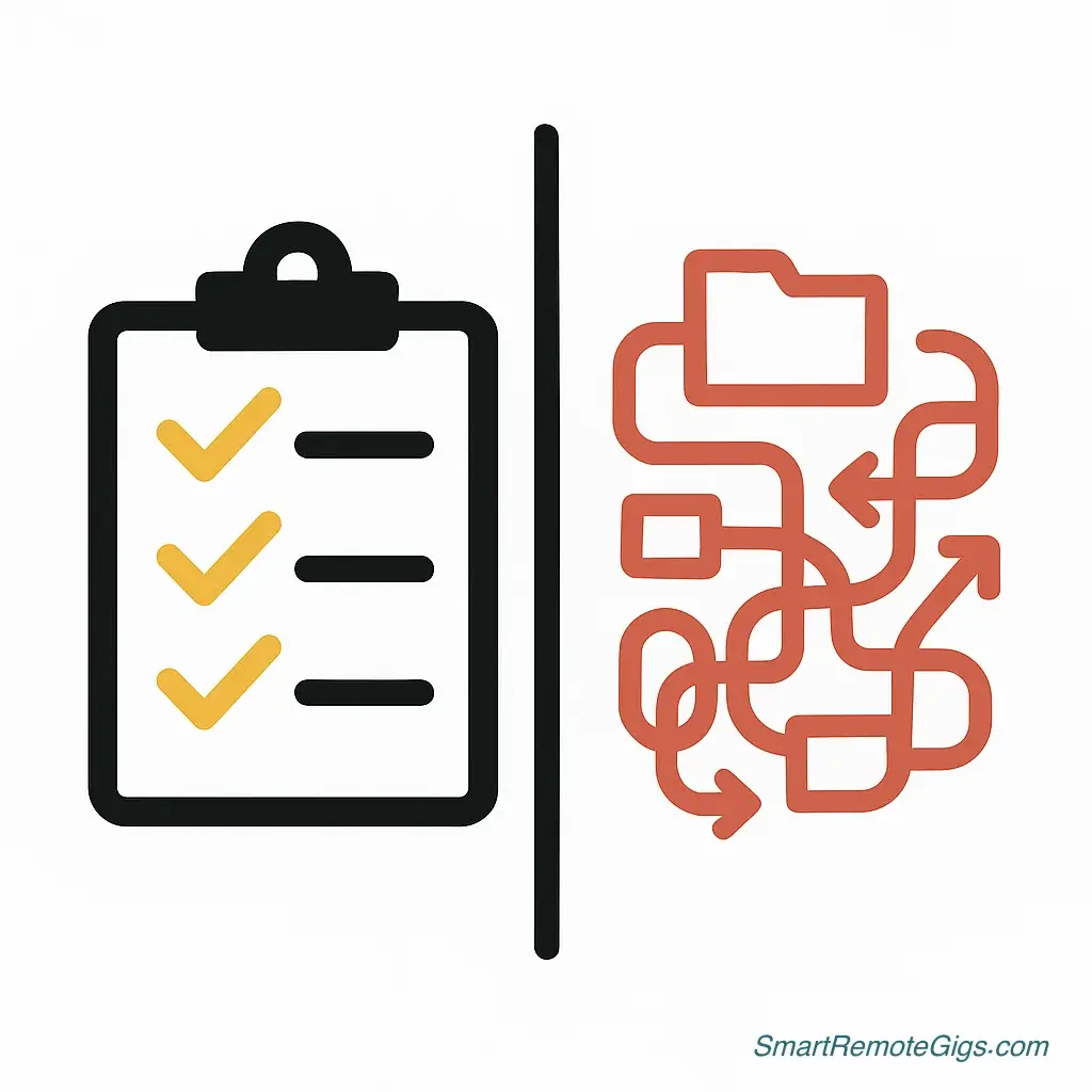 An icon representing the GTD mistake of over-organizing, showing a complex maze of folders and tags instead of a simple to-do list.