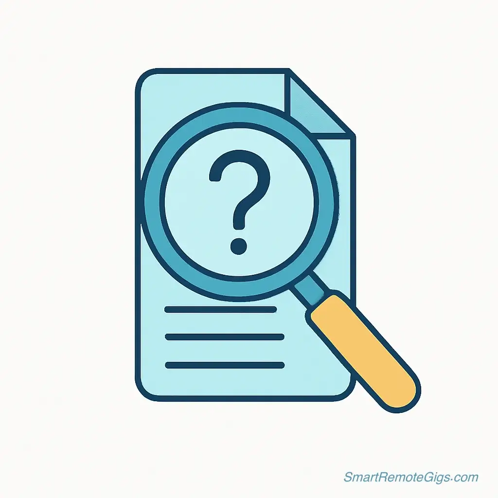 An icon representing the GTD Clarify step, showing a magnifying glass examining a task on a piece of paper.