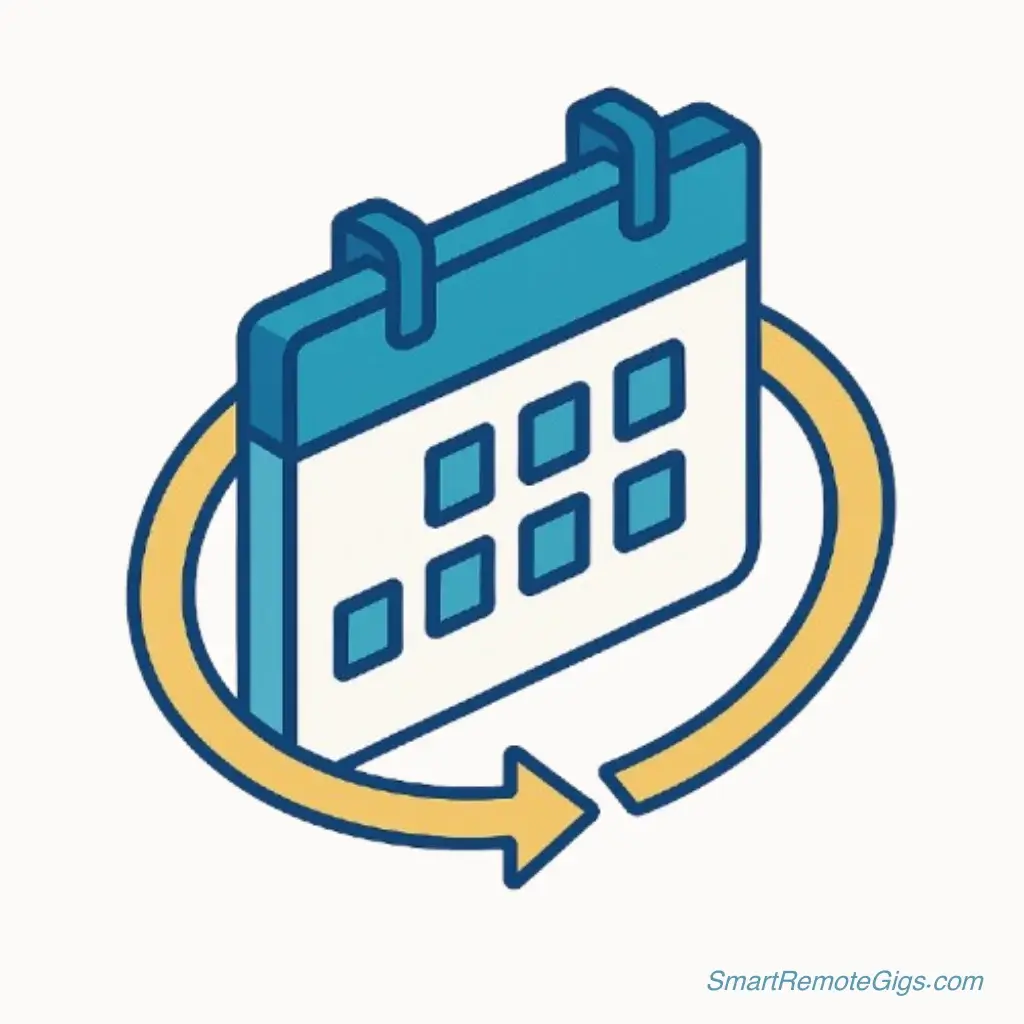 An icon representing the GTD Reflect step, showing a calendar page with a circular arrow around it, symbolizing a weekly review.