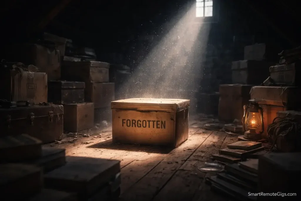 A flashlight beam illuminating a box in a dark room, symbolizing the function of a GTD trigger list.