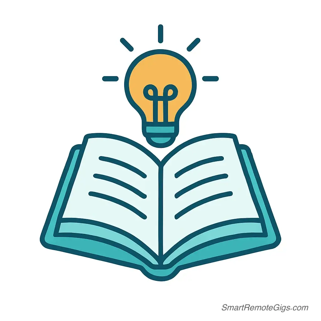 An icon for the 'Get Creative' phase of the GTD Weekly Review, showing a glowing lightbulb emerging from an open planner or notebook.