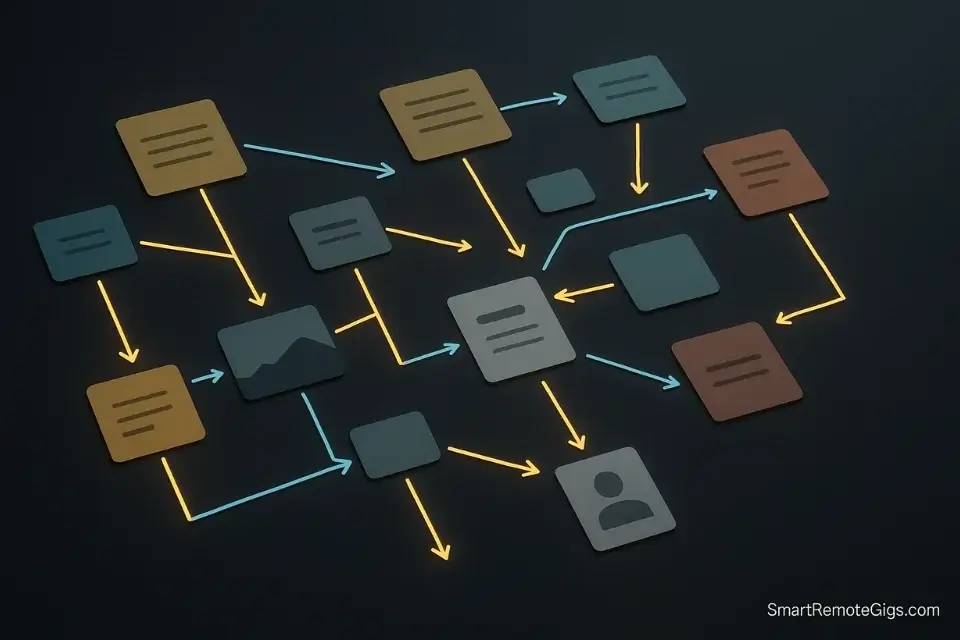 An infinite digital canvas with connected note cards representing spatial brainstorming.
