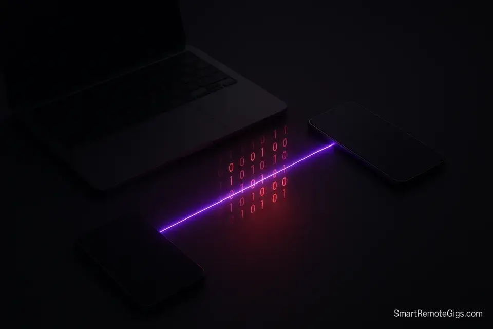Devices syncing data via a complex encrypted connection.