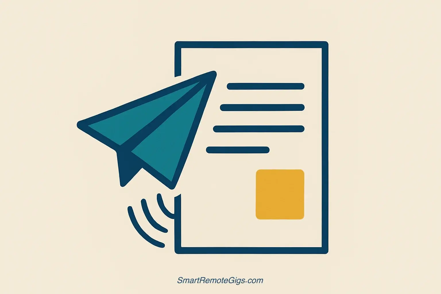 A vector illustration of a paper airplane gently nudging a document, representing a polite follow-up email.