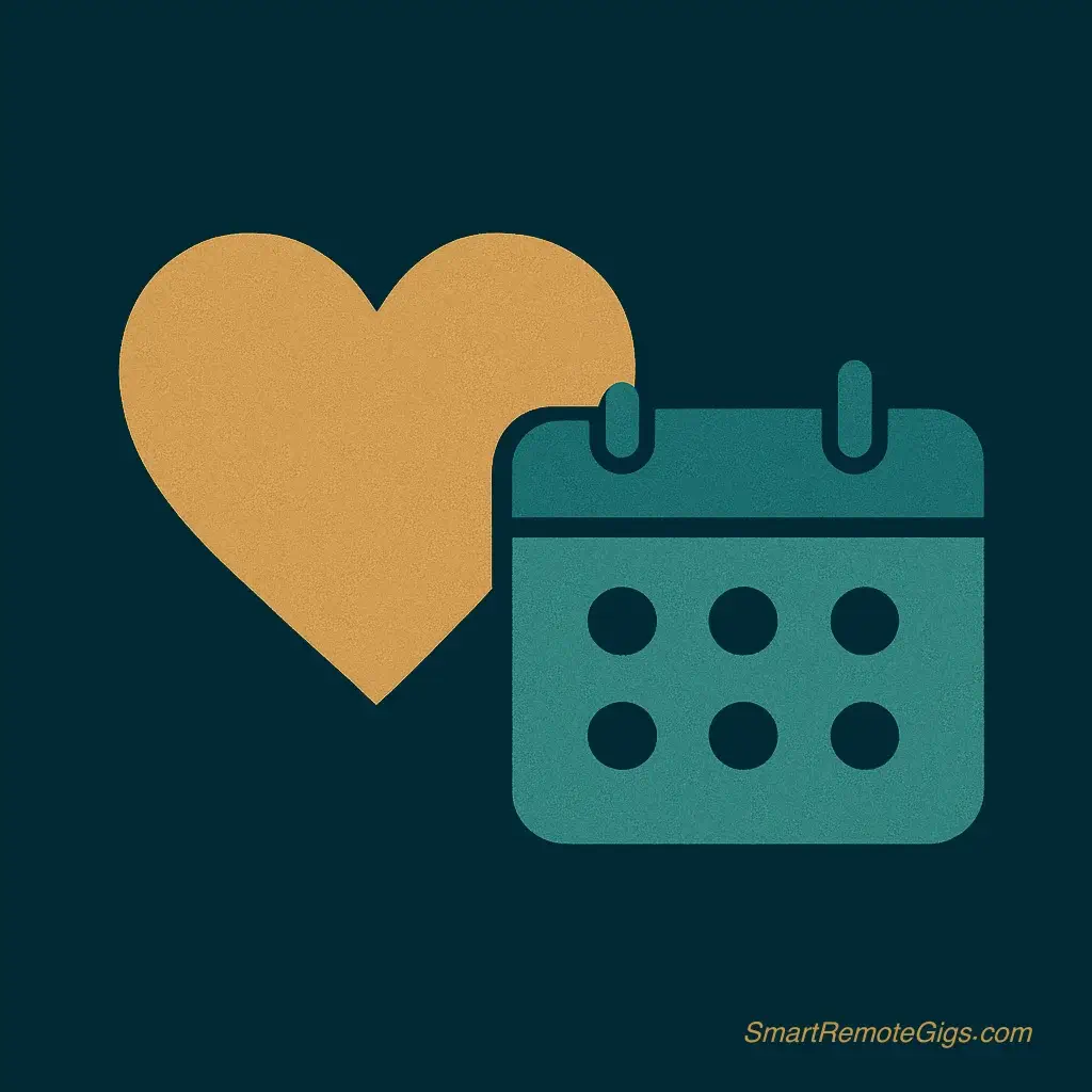 icon of a heart or like symbol next to a calendar icon, representing social media scheduling.