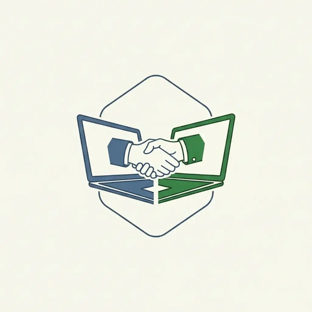 A stylized logo representing Upwork and Fiverr for freelance experience.