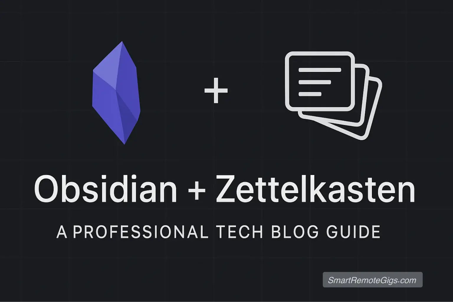 A guide to using the Zettelkasten method in Obsidian, showing the Obsidian logo connected to a network diagram.