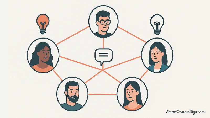 Illustration of several successful freelancers sharing their advice and expert insights on how to find clients.
