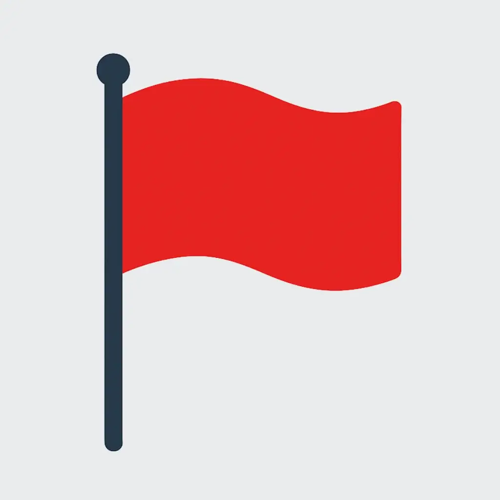 Icon of a red flag, symbolizing the red flags and warning signs to look for when determining if a free AI tool is safe for commercial use.